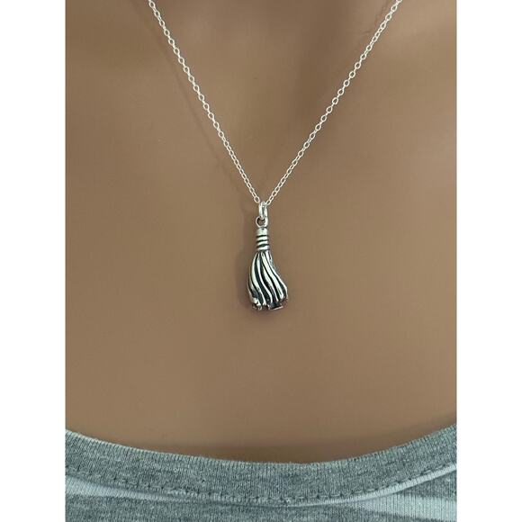 Sterling Silver 3D Oxidized Graduation Tassel Charm Necklace - Picture 2 of 5